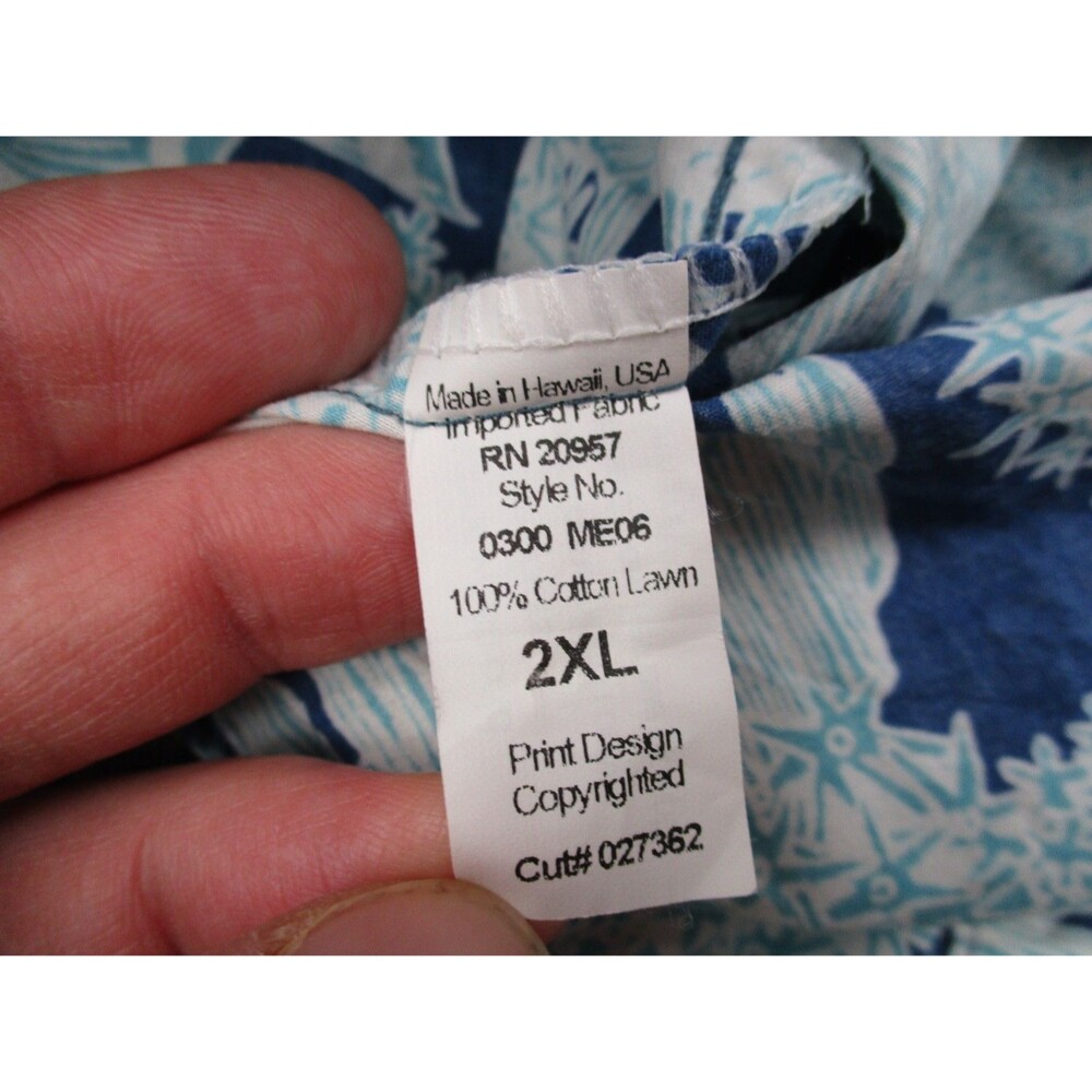 Tori Richard Shirt Men 2XL Blue Fish Coral Reef Hawaiian Cotton Lawn Button Up - Picture 6 of 10